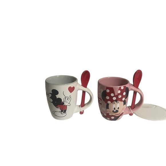 Minnie Mouse Espresso/Coffee Cup with spoon And Mickey Set Of 2 - Picture 1 of 8